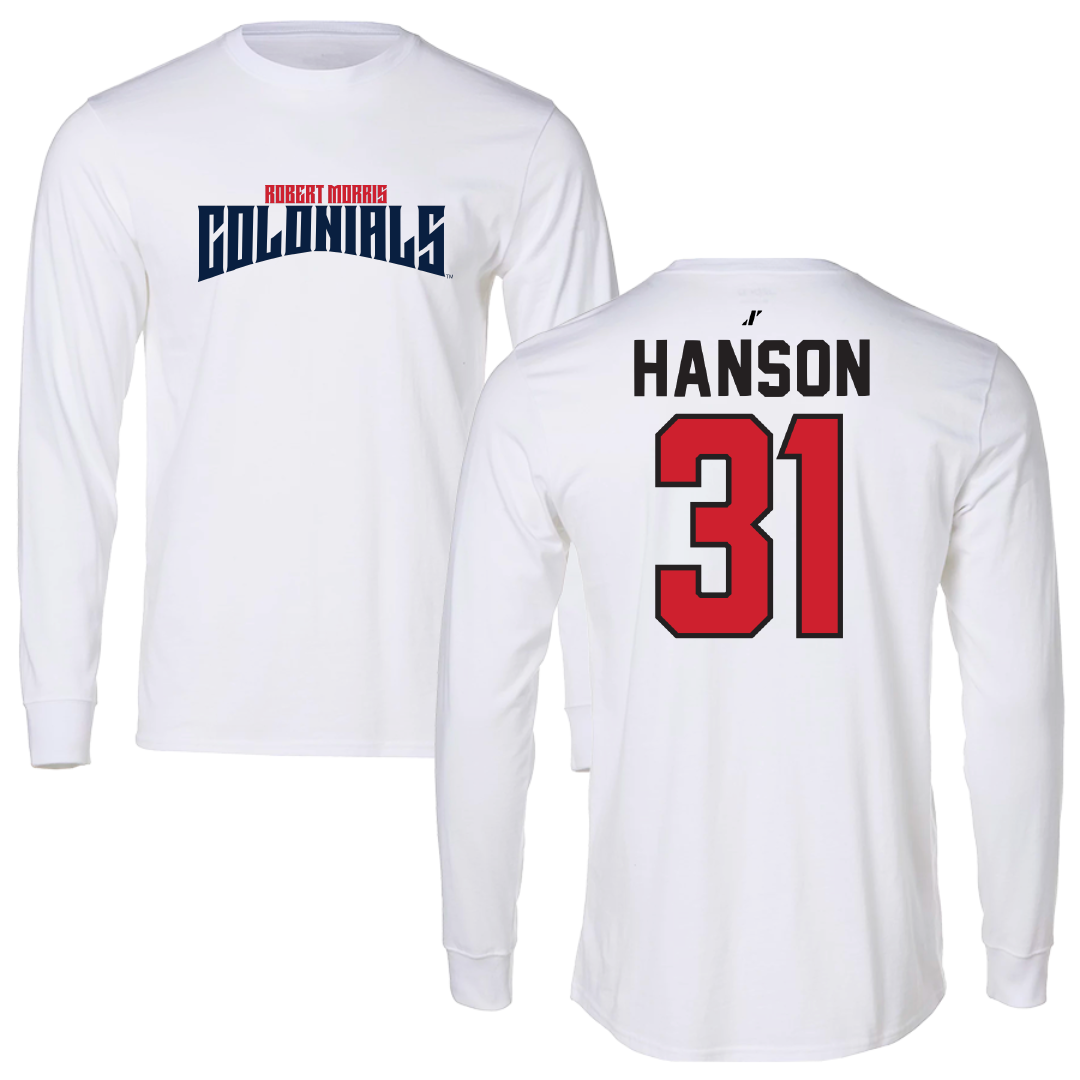 Robert Morris University Basketball White Classic Long Sleeve - #31 Maurio Hanson