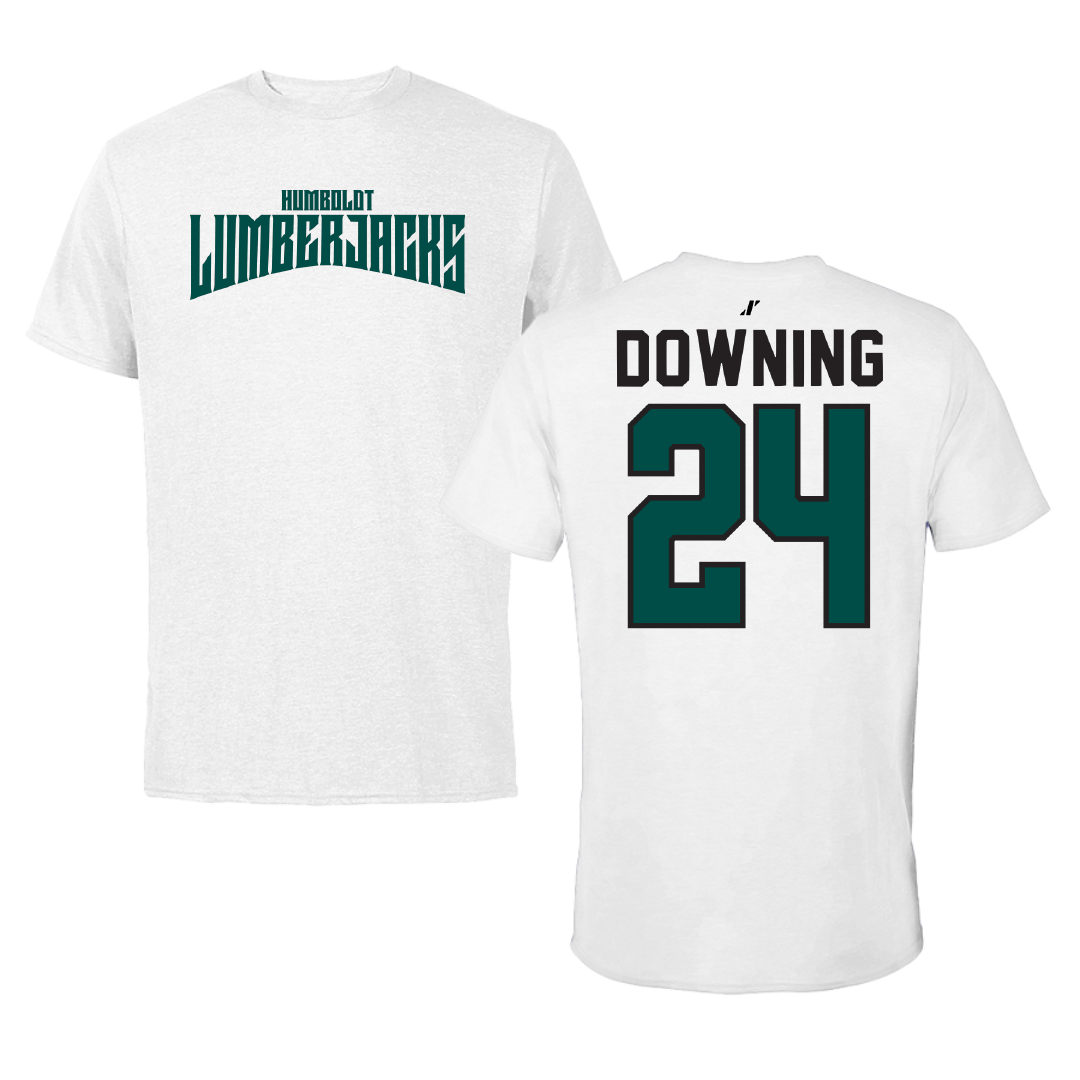Cal Poly Humboldt Volleyball White Classic Tee - #24 Hollis Downing