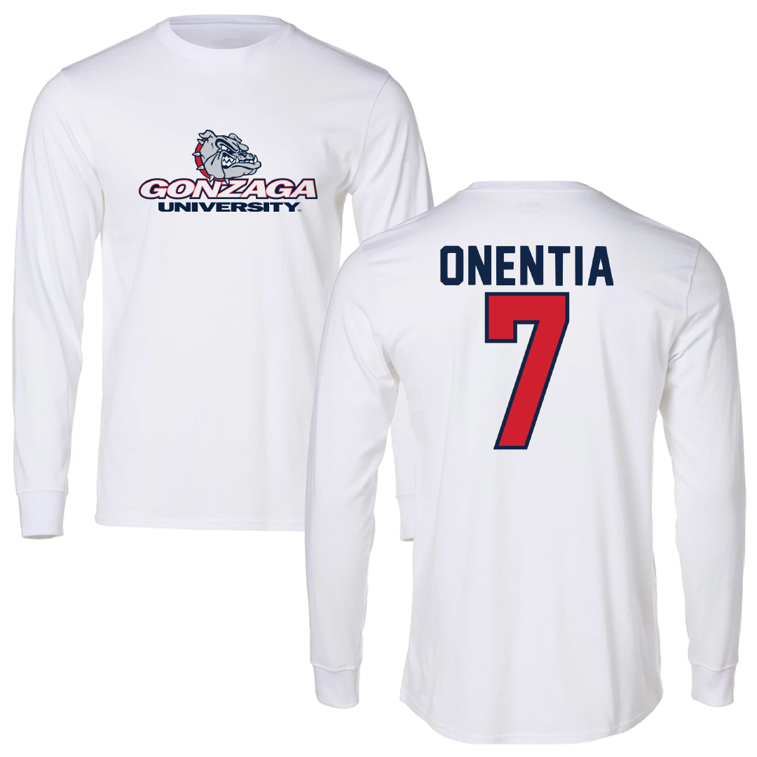 Gonzaga University Soccer White Performance Long Sleeve - #7 Geremi Onentia