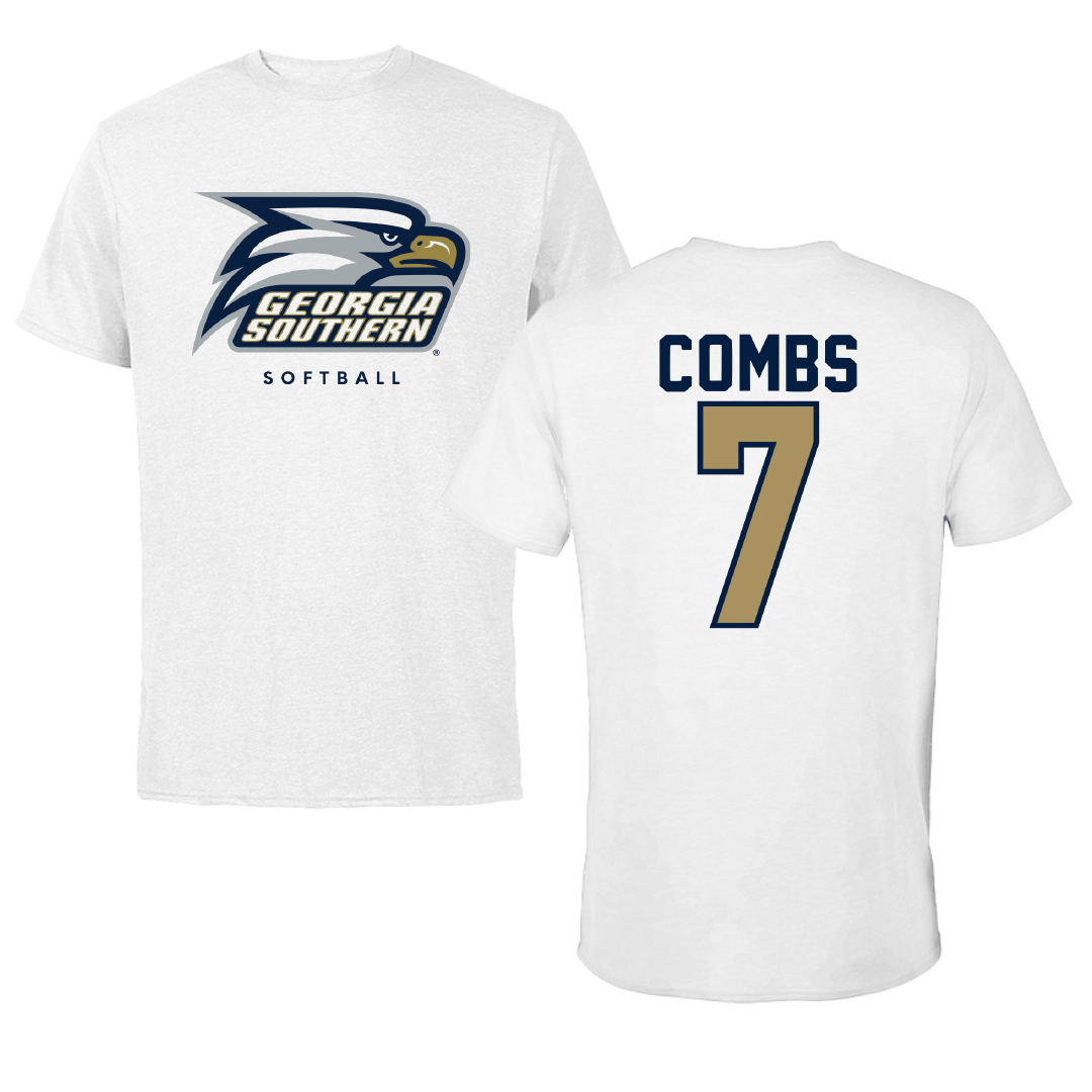 Georgia Southern University Softball White Tee - #7 Valerie Combs