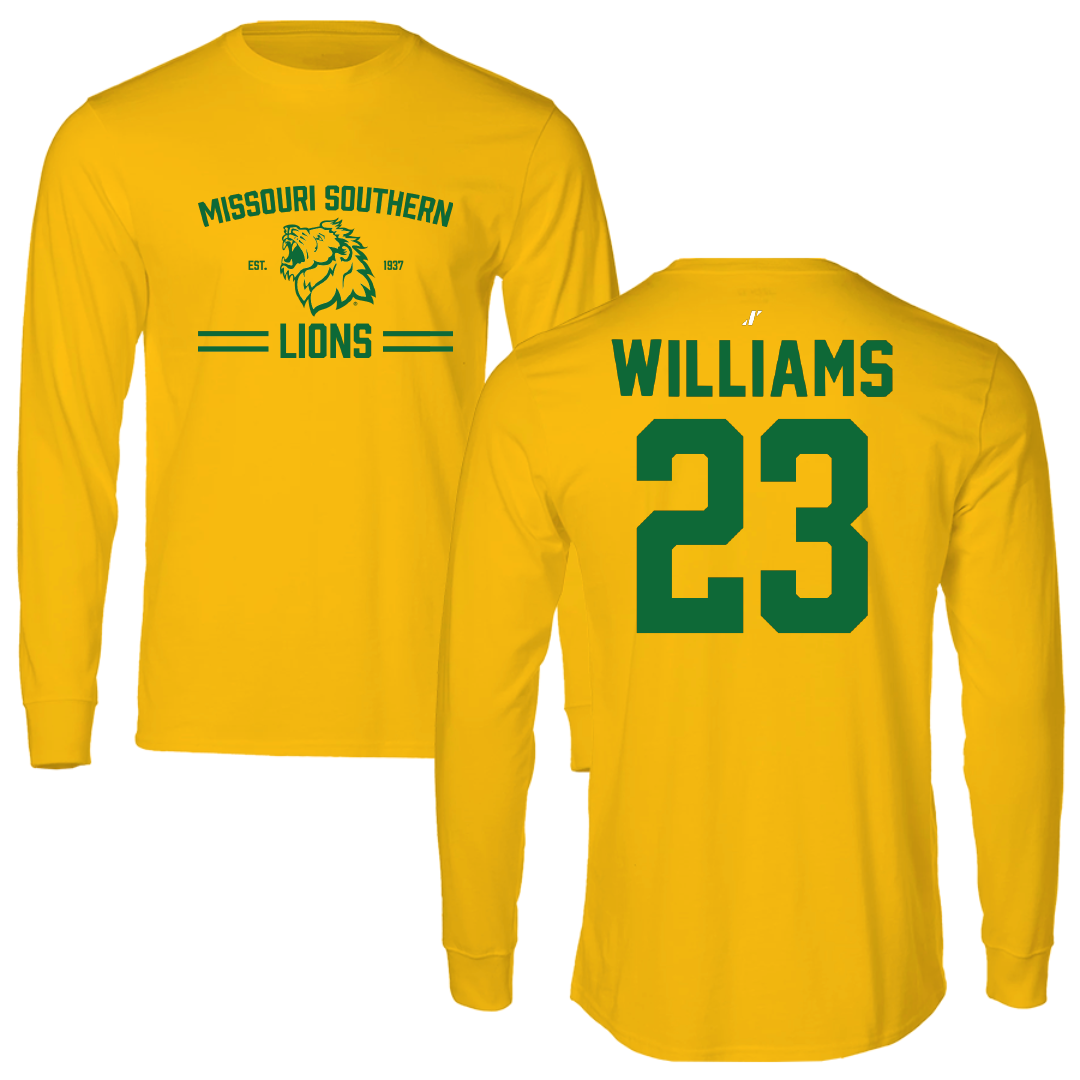 Missouri Southern State University Basketball Gold General Performance Long Sleeve - #23 Cam Williams