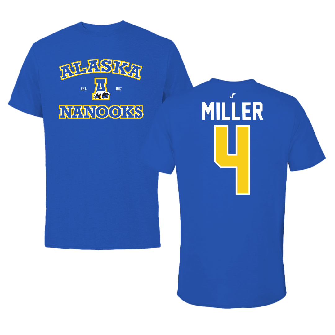 University of Alaska Fairbanks Basketball Blue General Performance Tee - #4 Mike Miller