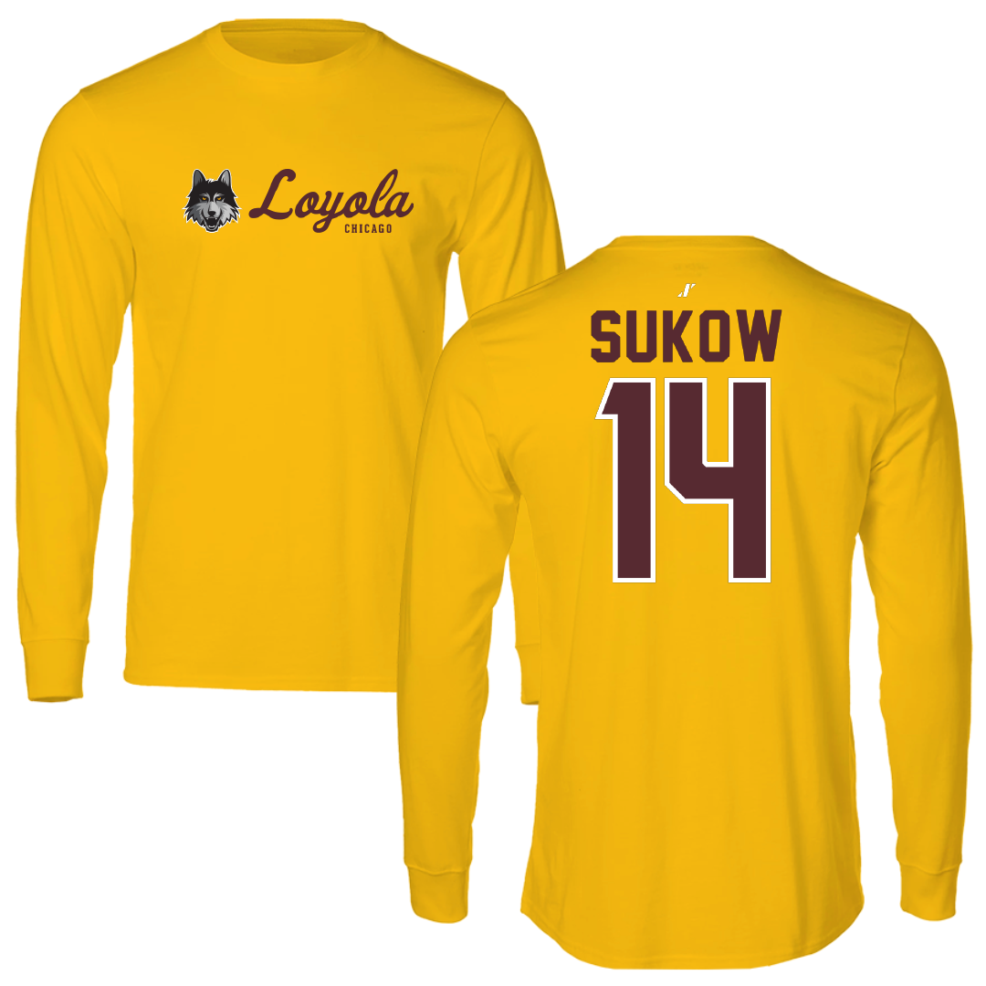 Loyola University-Chicago Soccer Gold General Performance Long Sleeve - #14 Jason Sukow