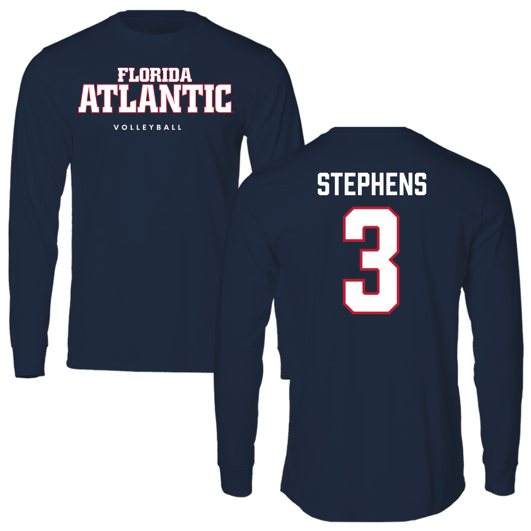 Florida Atlantic University Volleyball Navy Block Long Sleeve - #3 Nono Stephens