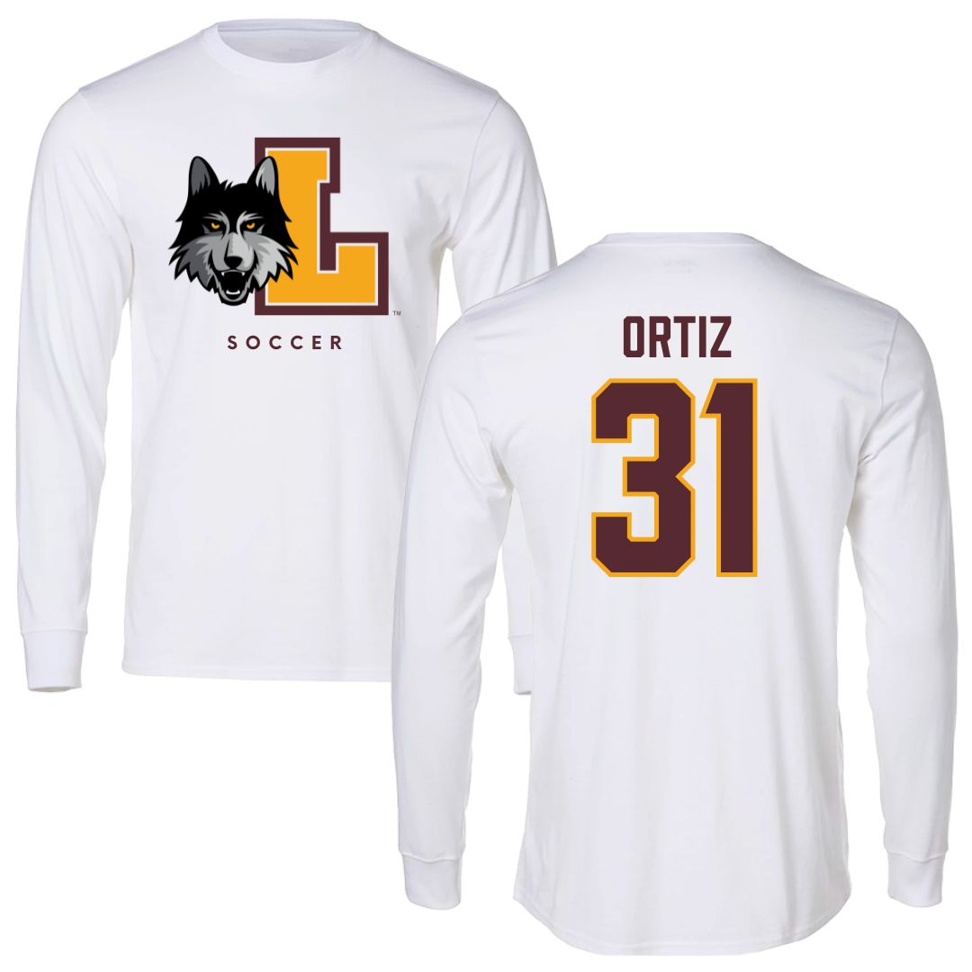 Loyola University-Chicago Soccer White Mascot Long Sleeve - #31 Alex Ortiz