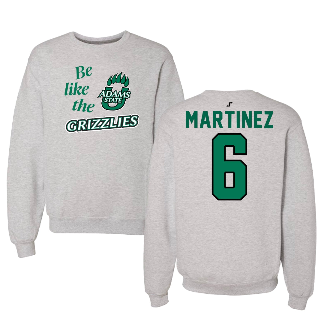 Adams State University Baseball Light Gray Be Like Us Crewneck - #6 Gunner Martinez