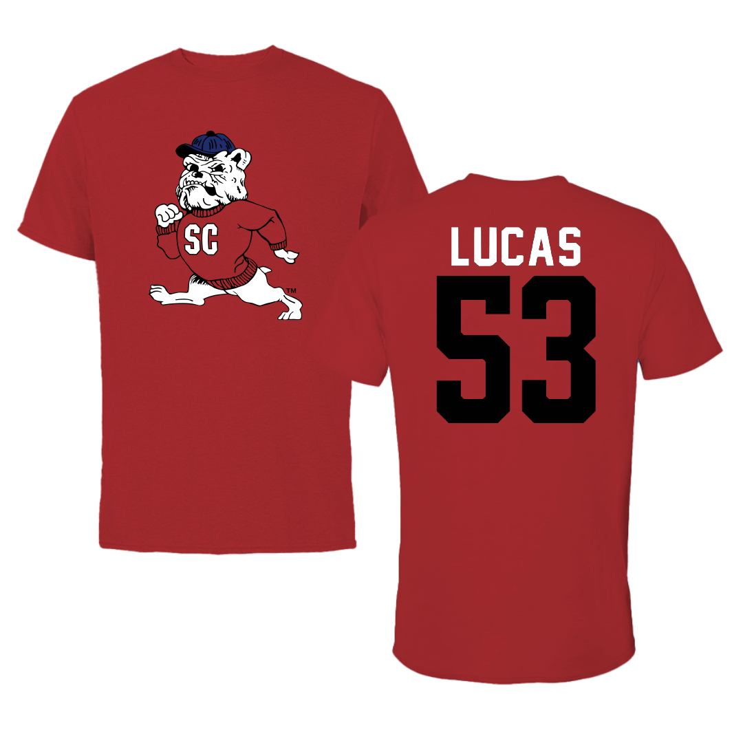 South Carolina State University Football Canvas Red Tee - #53 Konner Lucas