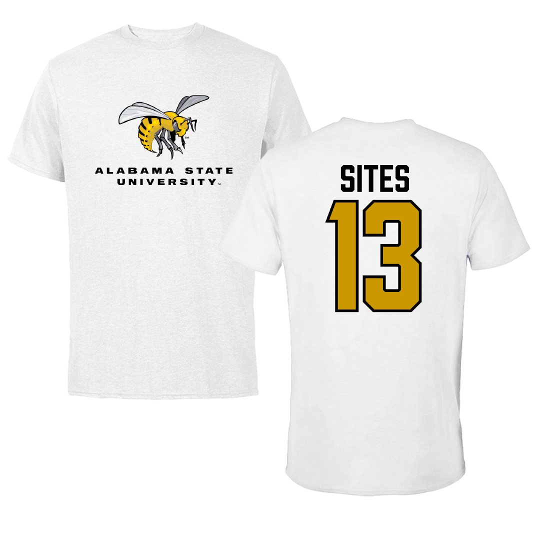 Alabama State University Soccer White Performance Tee - #13 Briana Sites