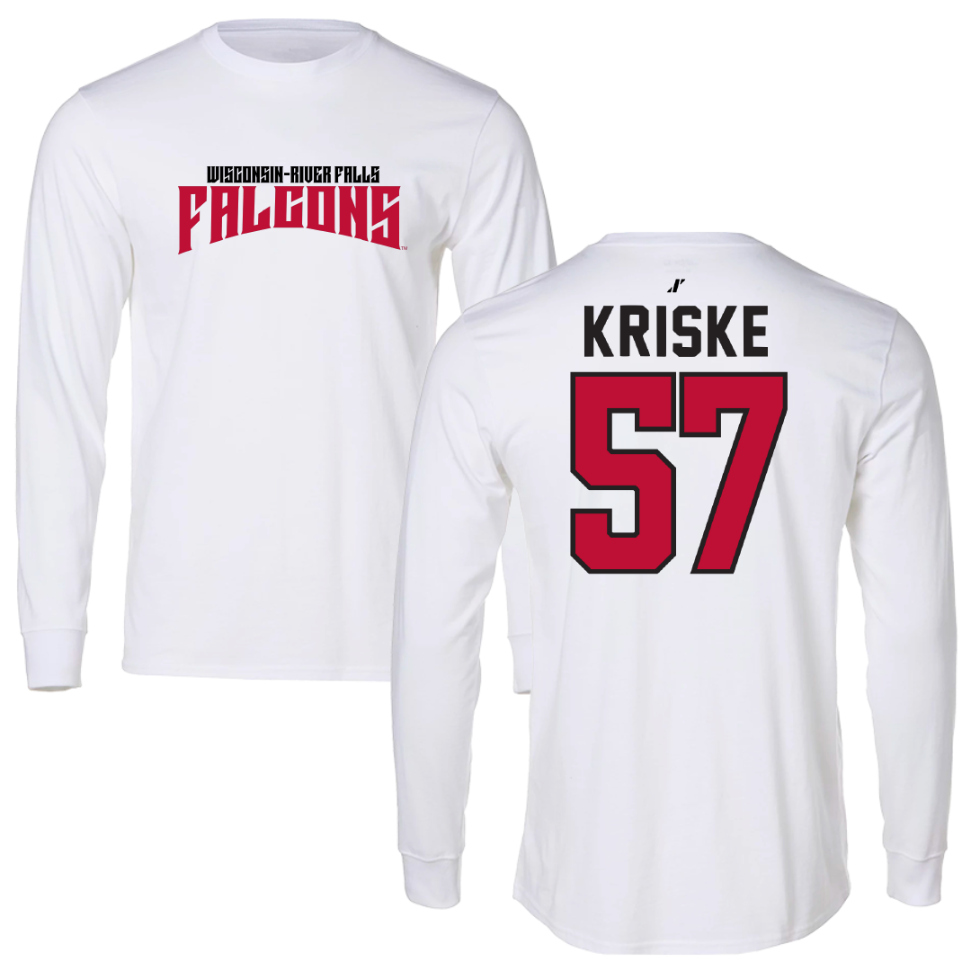 University of Wisconsin-River Falls Football White Classic Performance Long Sleeve - #57 Dawson Kriske