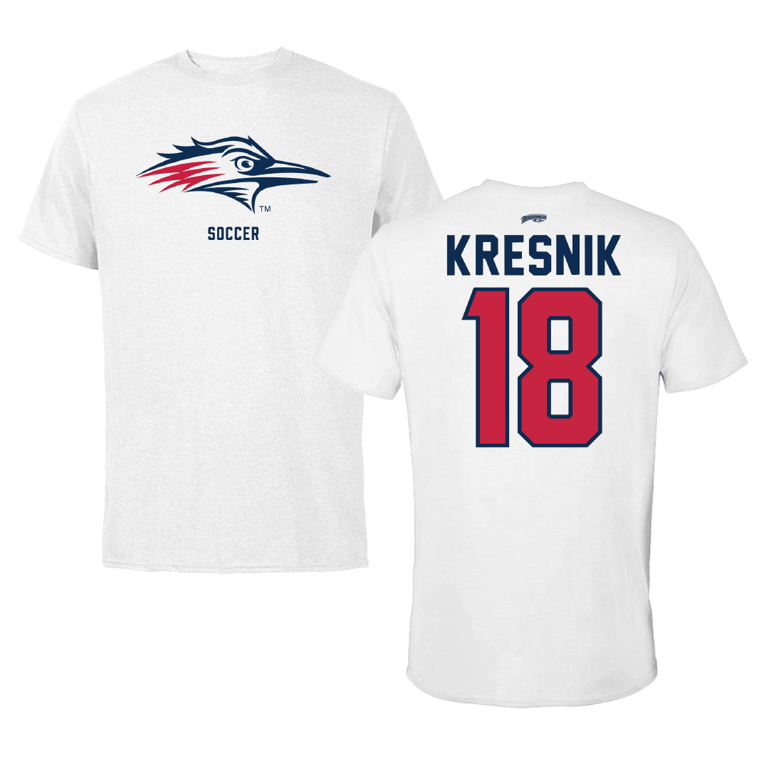 Metropolitan State University of Denver Soccer White Performance Tee - #18 Joseph Kresnik