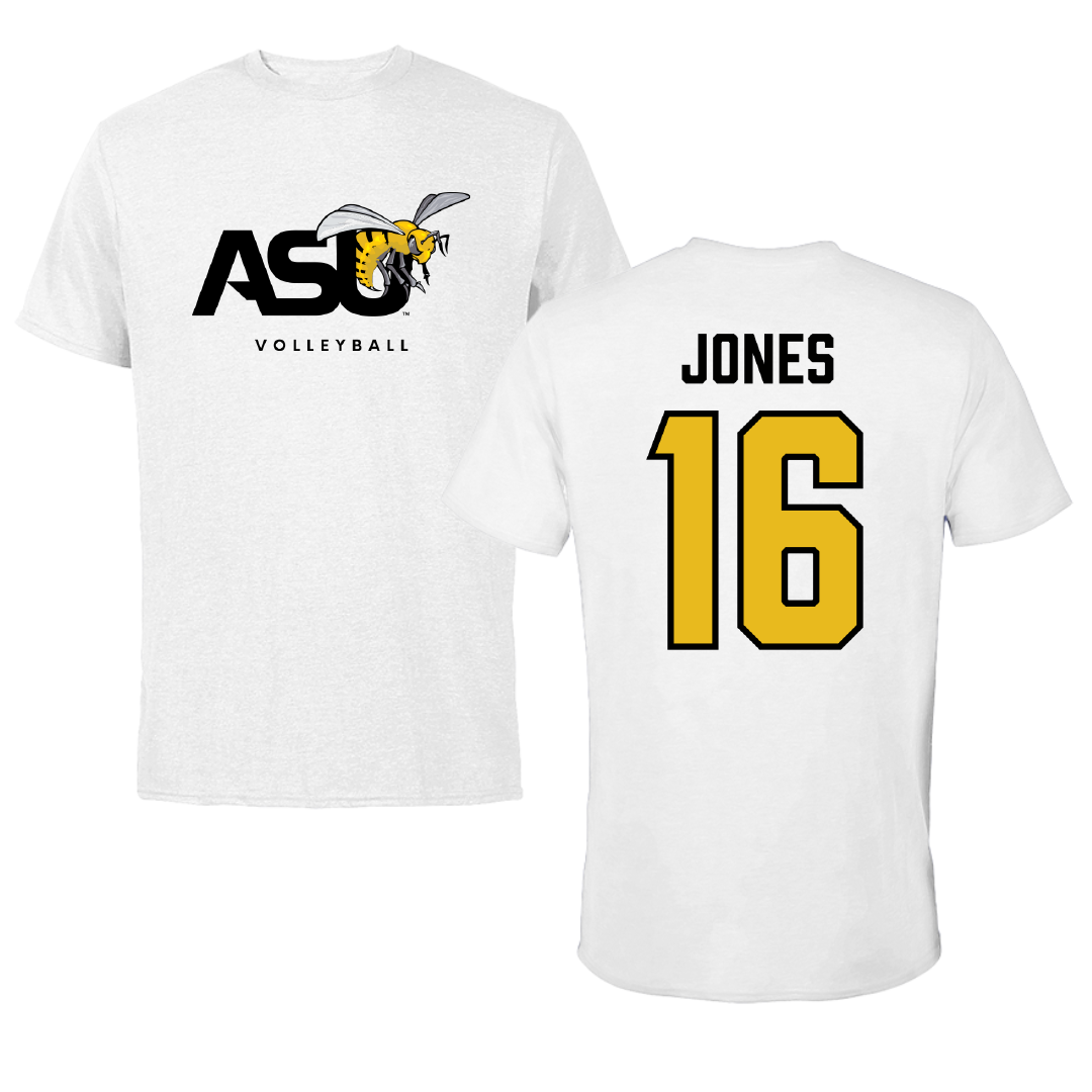 Alabama State University Volleyball White ASU Performance Tee - #16 Essence Jones