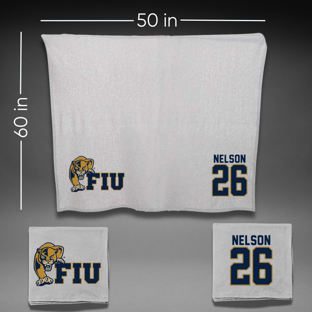 Florida International University Football Gray Blanket - #26 Eric Nelson