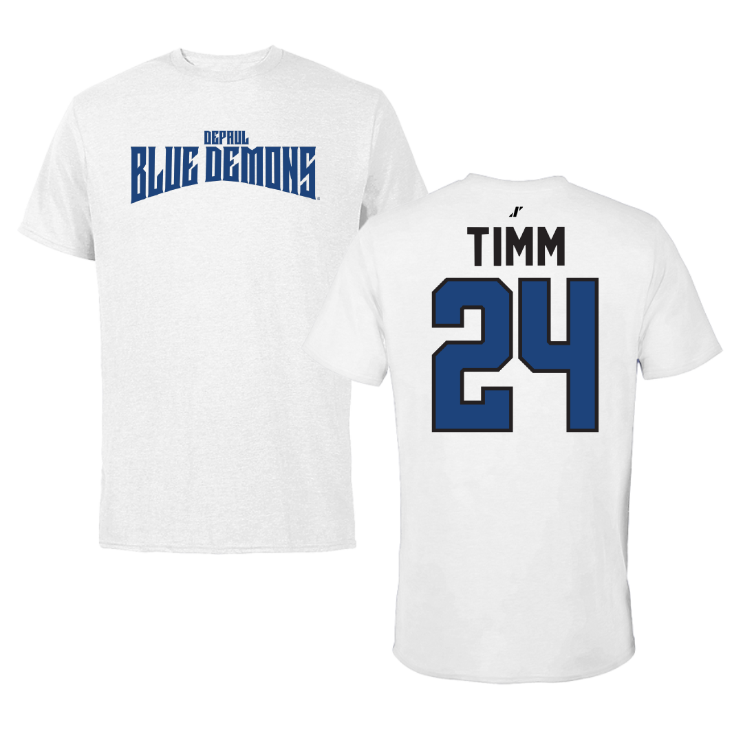 DePaul University Basketball White Classic Performance Tee - #24 Ally Timm