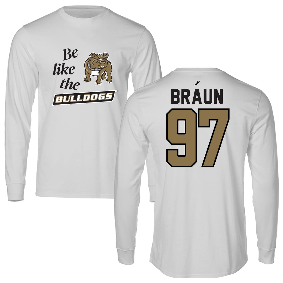 Bryant University Lacrosse Light Gray Be Like Us Long Sleeve - #97 Cole Braun