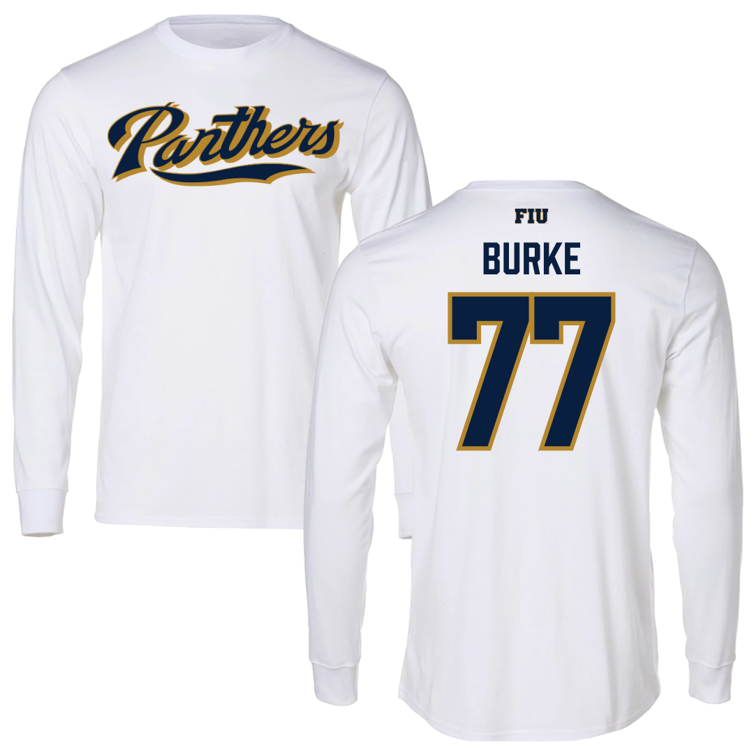 Florida International University Football White Panthers Long Sleeve - #77 Travis Burke