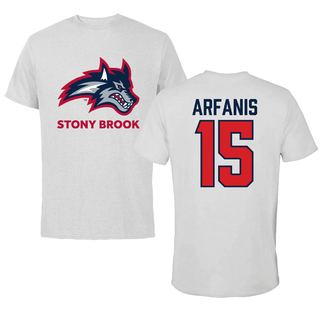 Stony Brook University Football Light Gray Performance Tee - #15 Christopher Arfanis