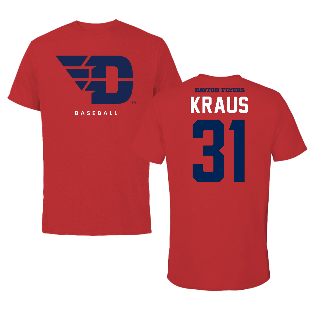 University of Dayton Baseball Red Performance Tee - #31 Jared Kraus