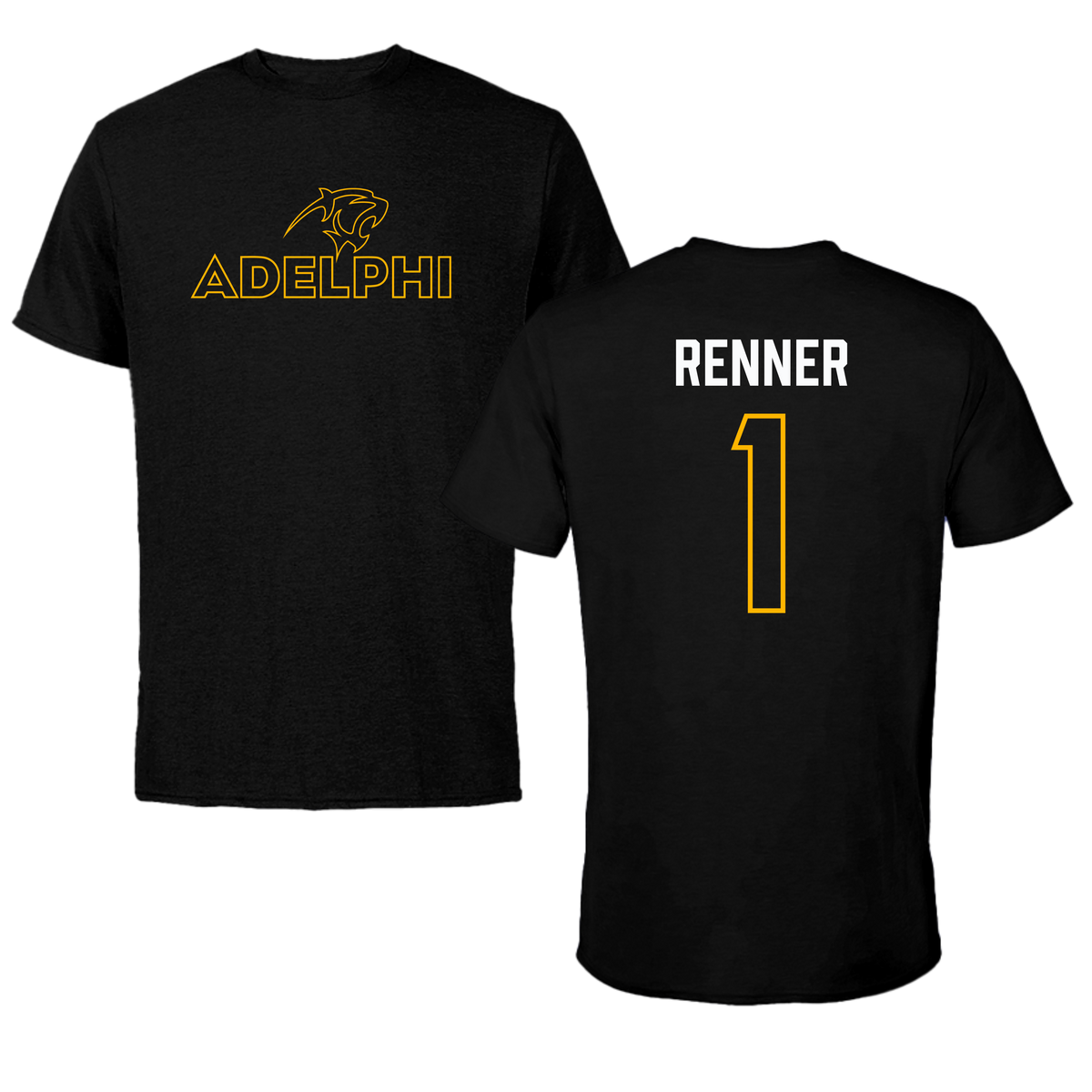 Adelphi University Lacrosse Black Performance Tee - #1 Dylan Renner
