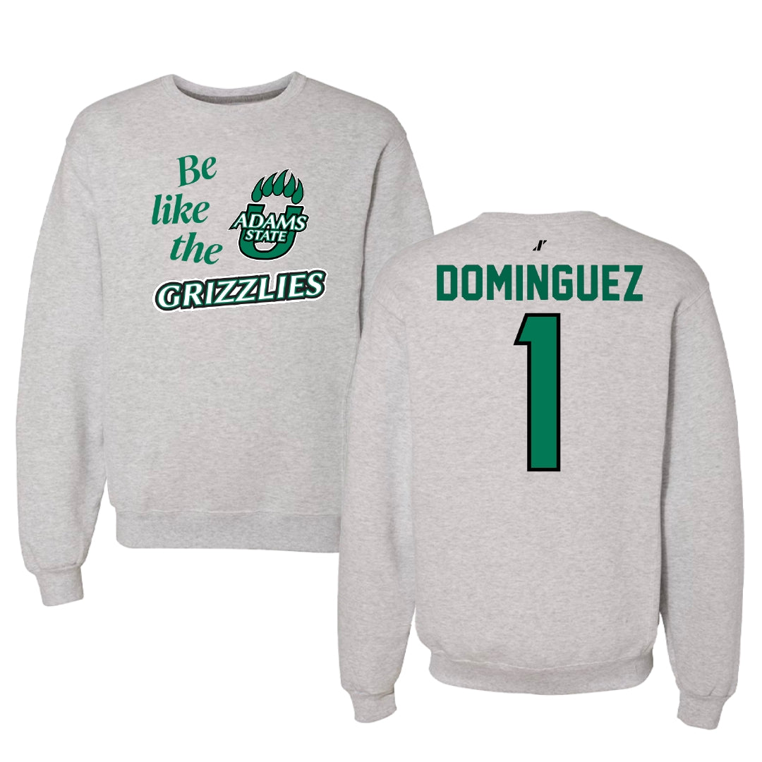 Adams State University Basketball Light Gray Be Like Us Crewneck - #1 Harmanie Dominguez