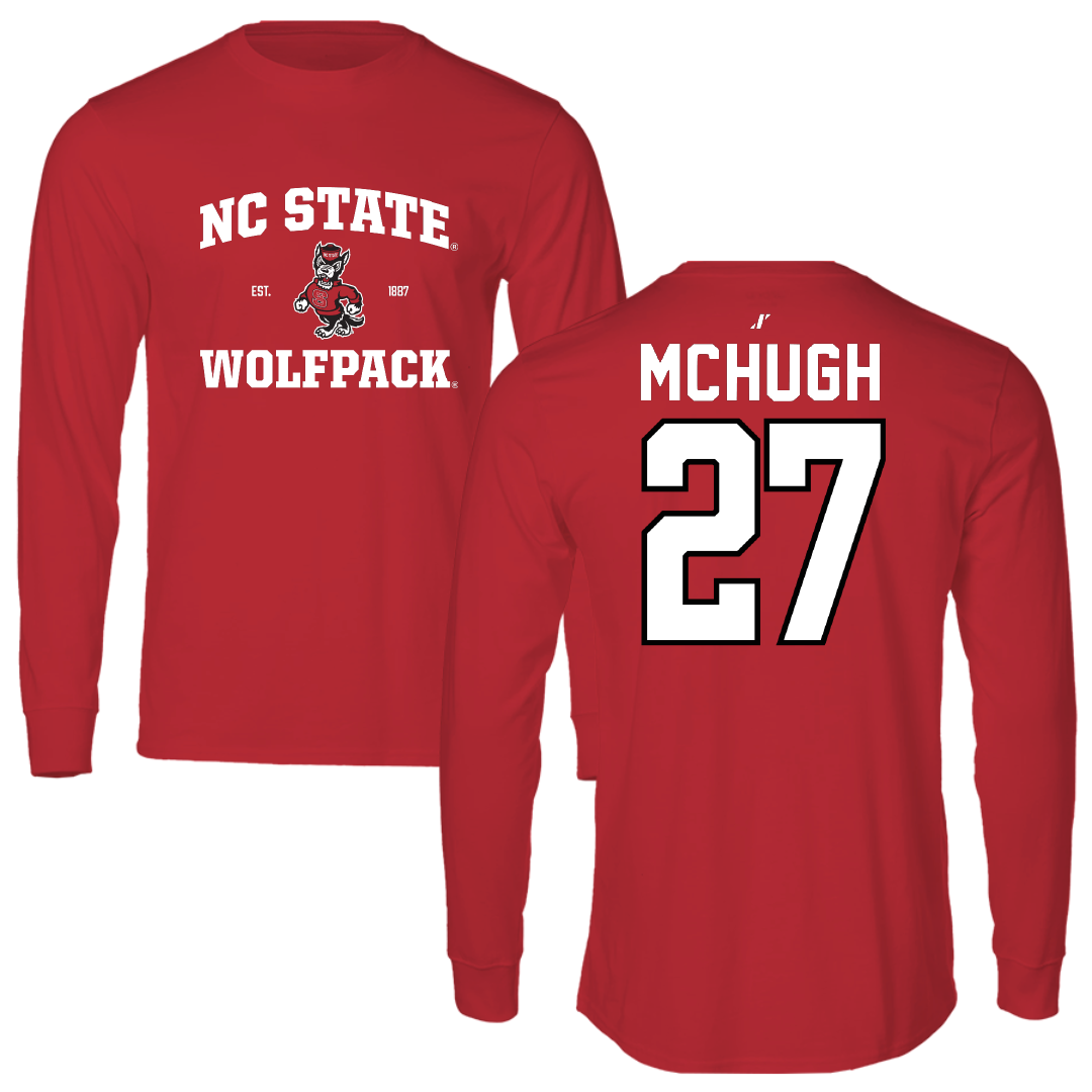 North Carolina State University Baseball Red General Long Sleeve - #27 Chris j McHugh