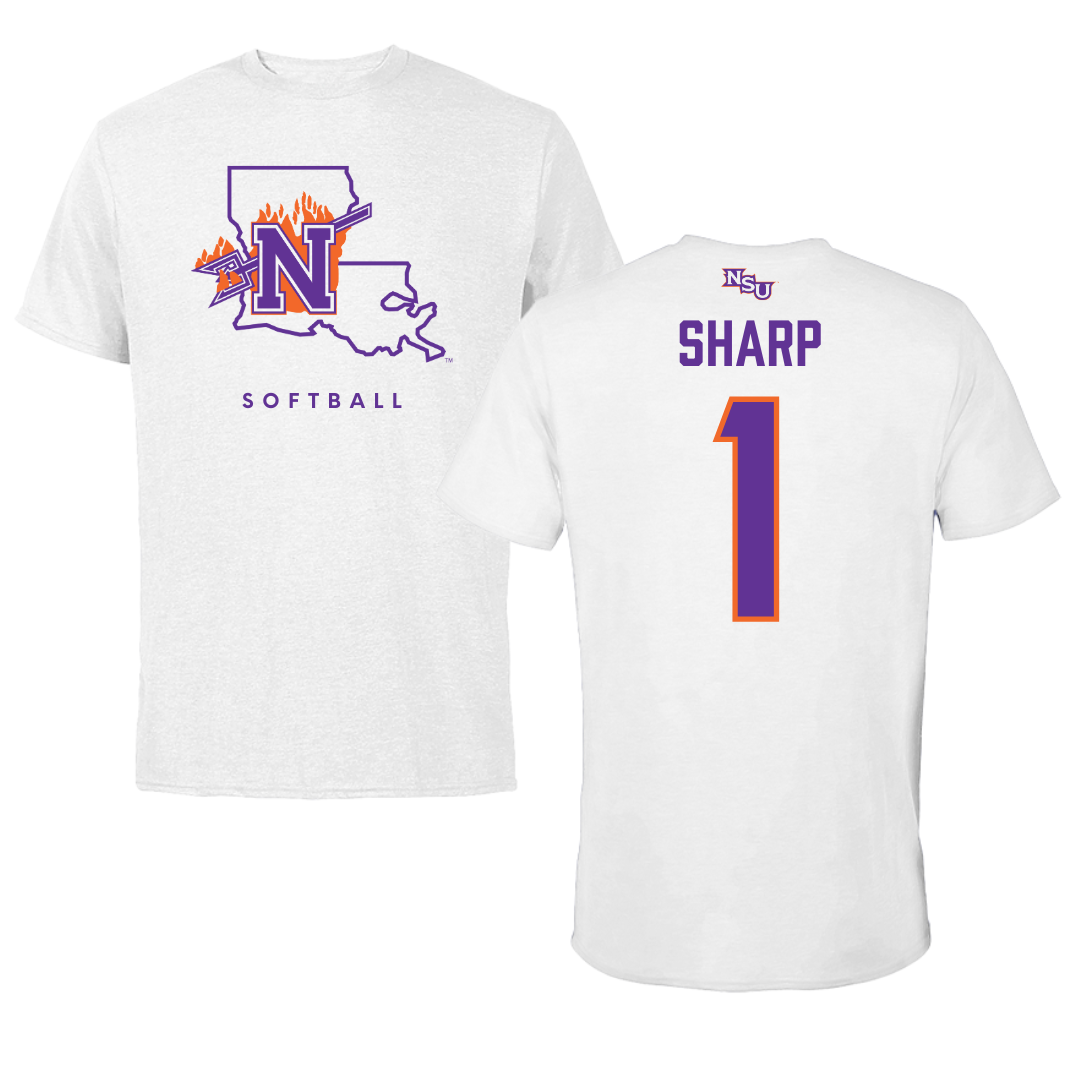 Northwestern State University Softball White Performance Tee - #1 Skye Sharp