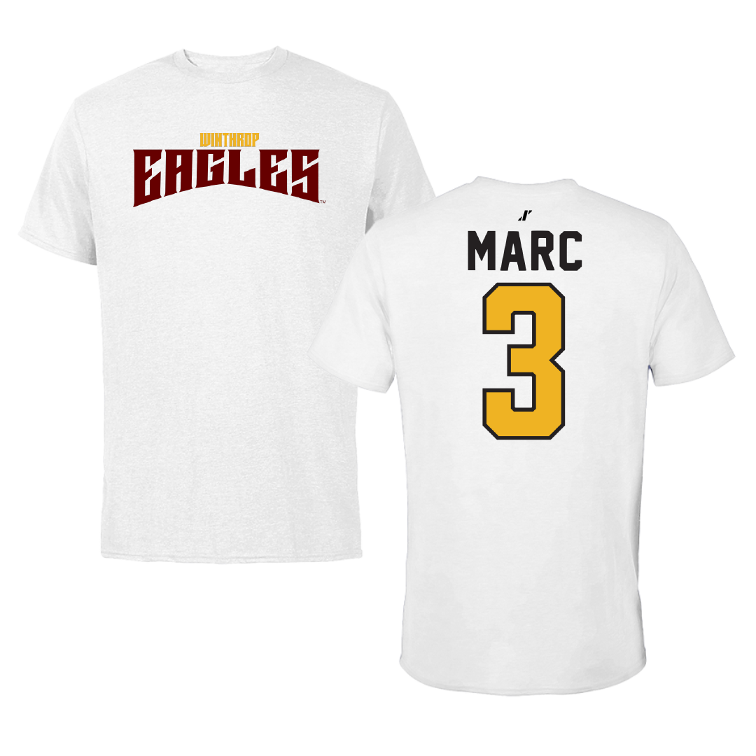 Winthrop University Basketball White Classic Performance Tee - #3 Ronaltha Marc