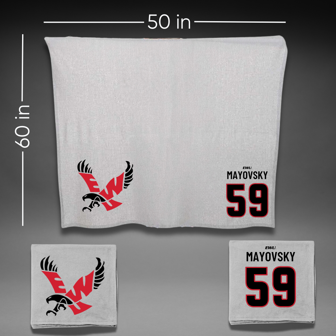 Eastern Washington University Football Gray Blanket - #59 Myles Mayovsky