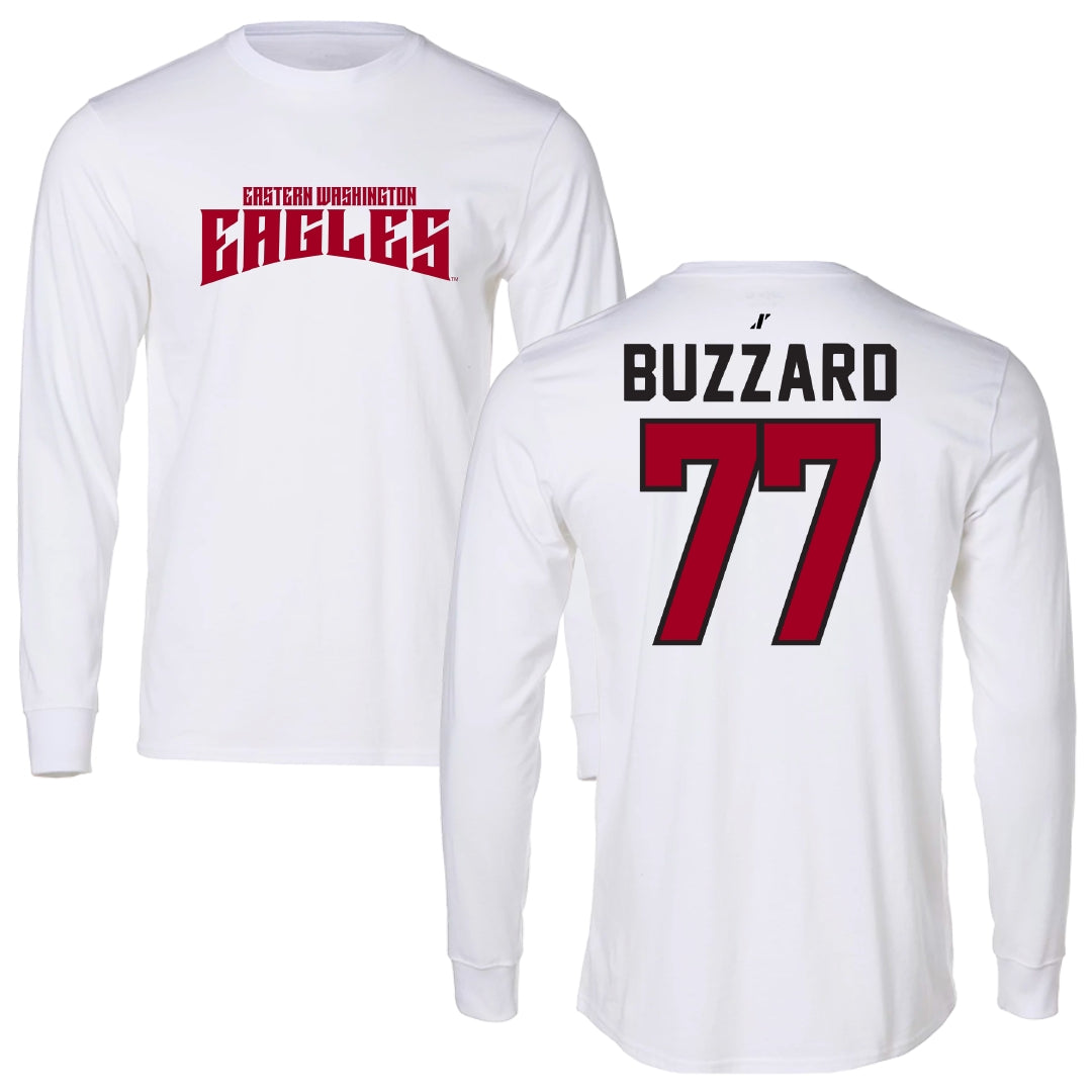 Eastern Washington University Football White Classic Long Sleeve - #77 William Buzzard