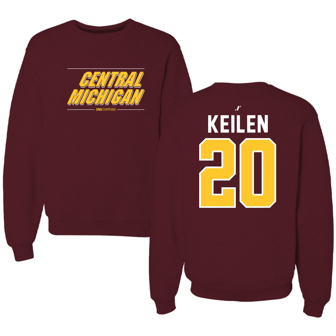 Central Michigan University Baseball Maroon General Crewneck - #20 Logan Keilen