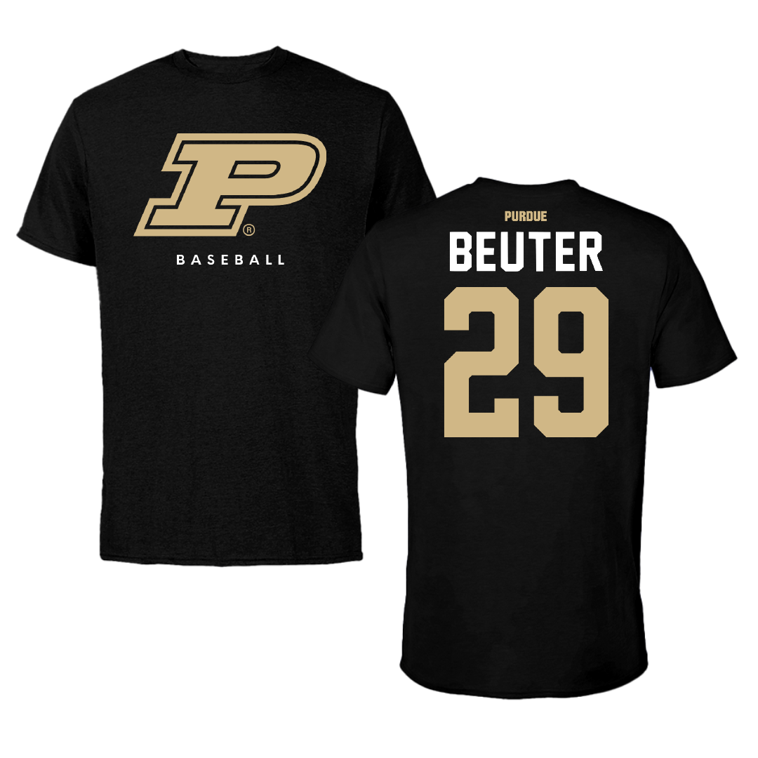 Purdue University Baseball Black Tee - #29 Gavin Beuter