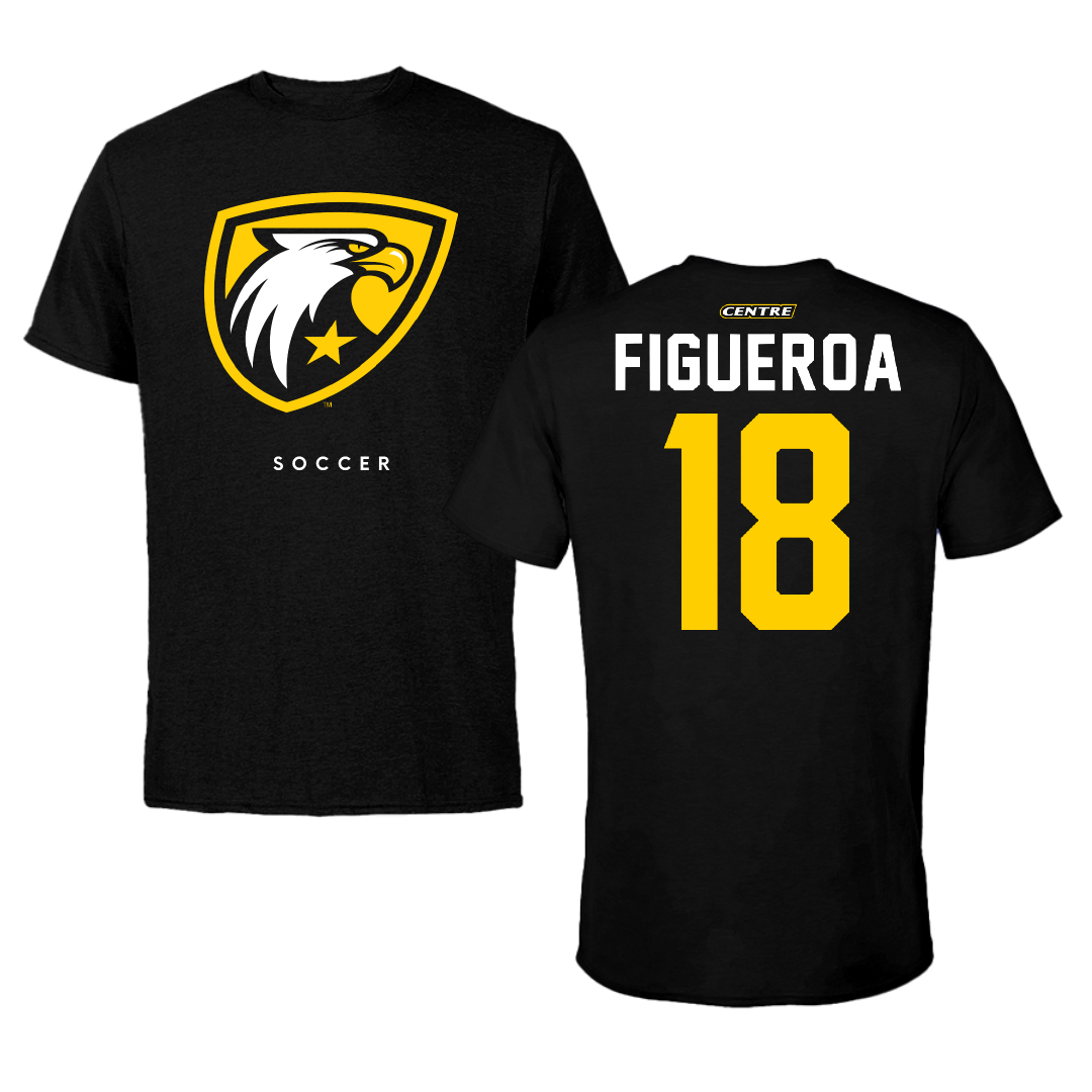 Centre College Soccer Black Performance Tee - #18 Jafet Figueroa