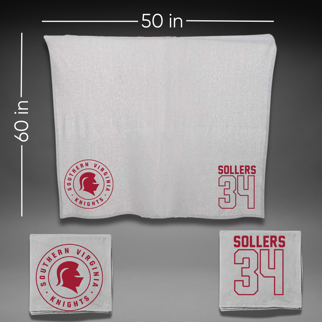 Southern Virginia University Football Gray Blanket - #34 Marcus Sollers