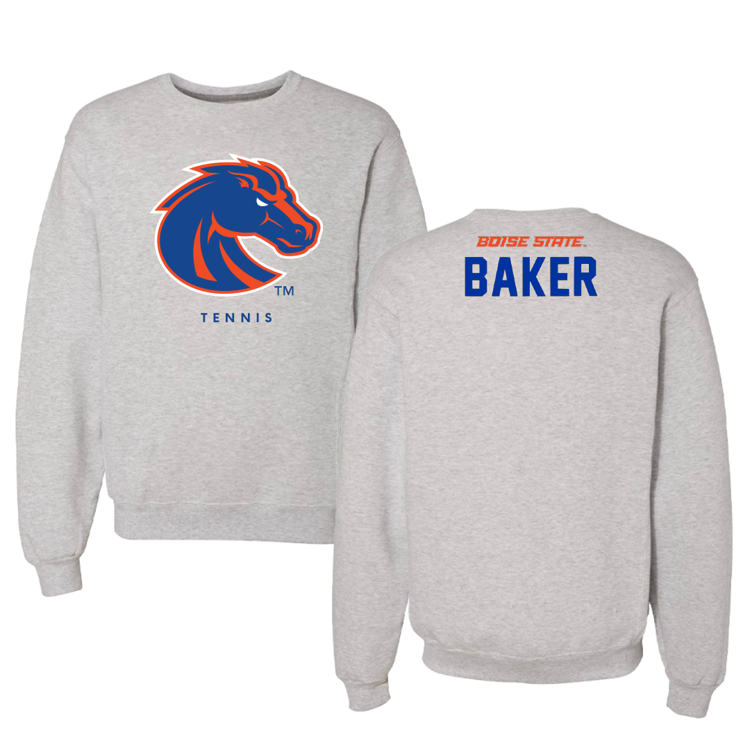 Boise State University Tennis Gray Crewneck - Carson Baker
