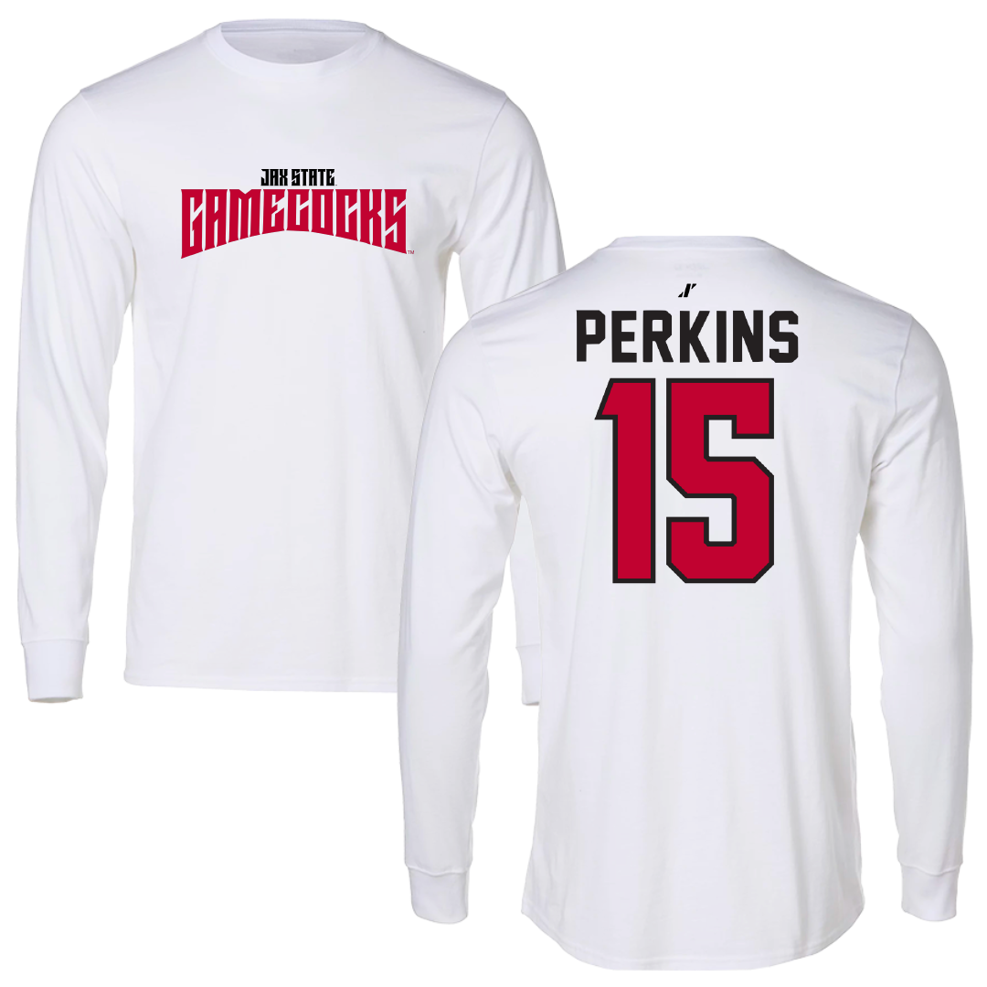 Jacksonville State University Softball White Classics Performance Long Sleeve - #15 Abbi Perkins