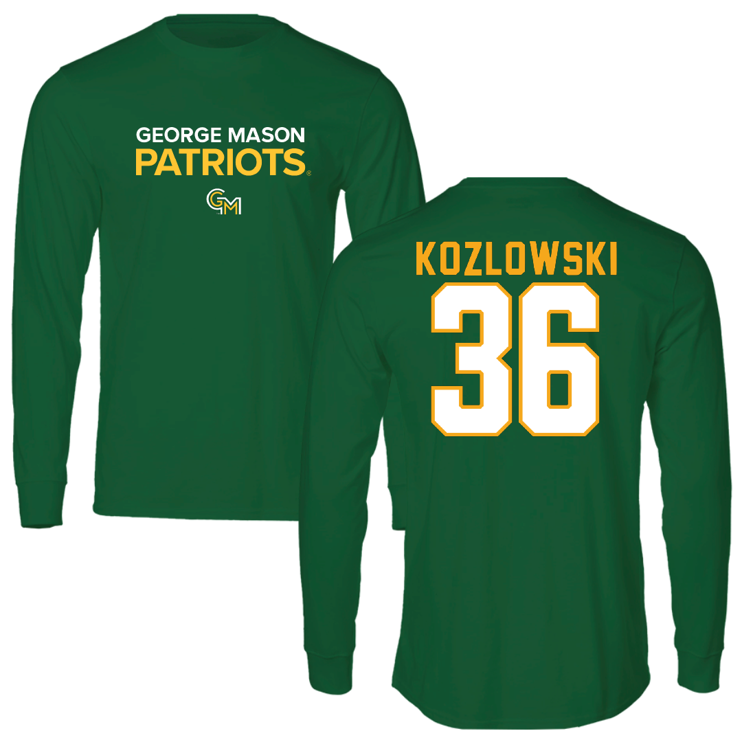 George Mason University Baseball Green Performance Long Sleeve - #36 Jake Kozlowski