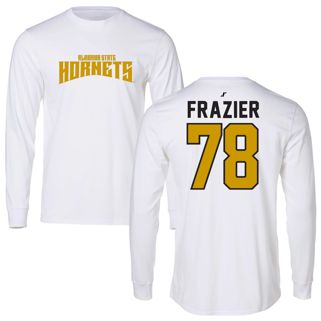 Alabama State University Football White Classic Performance Long Sleeve - #78 Jeremiah Frazier