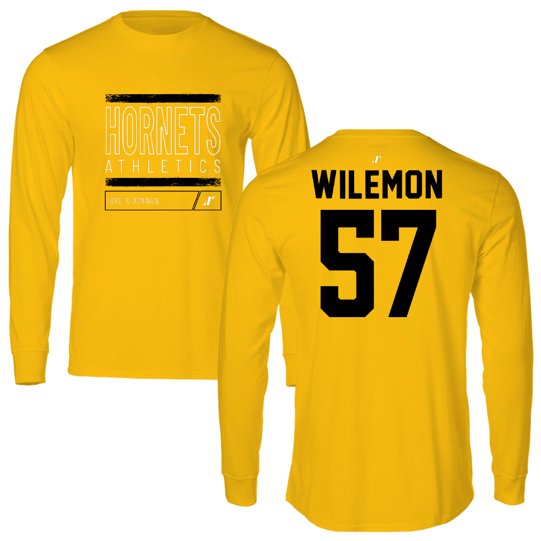 Alabama State University Football Gold Dominate Performance Long Sleeve - #57 Garrett Wilemon