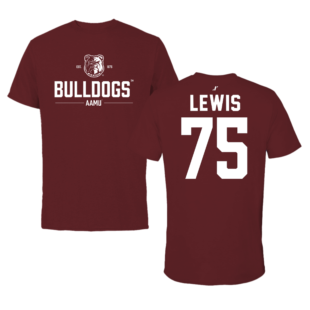 Alabama A&M University Football Maroon General Performance Tee - #75 Ramier Lewis