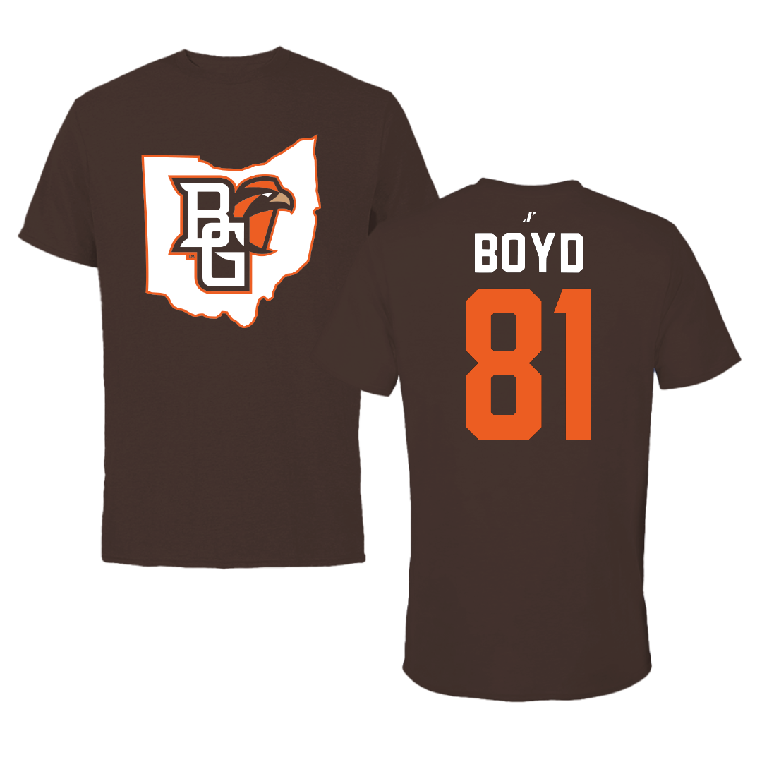Bowling Green State University Football Brown State Tee - #81 Elijah Boyd