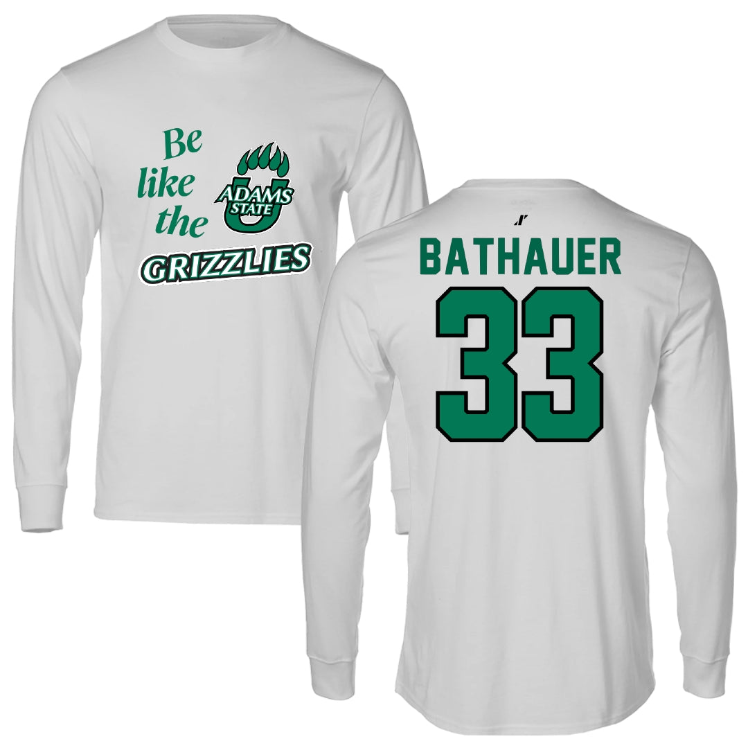 Adams State University Baseball Light Gray Be Like Us Long Sleeve - #33 Matt Bathauer