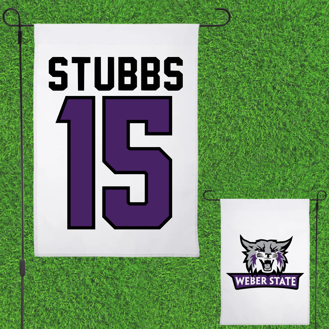 Weber State University Basketball White Garden Flag - #15 Japrix Stubbs