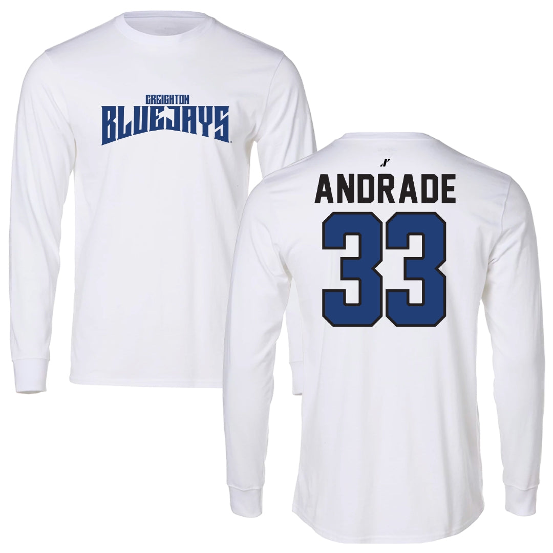 Creighton University Soccer White Classic Long Sleeve - #33 Pablo Andrade