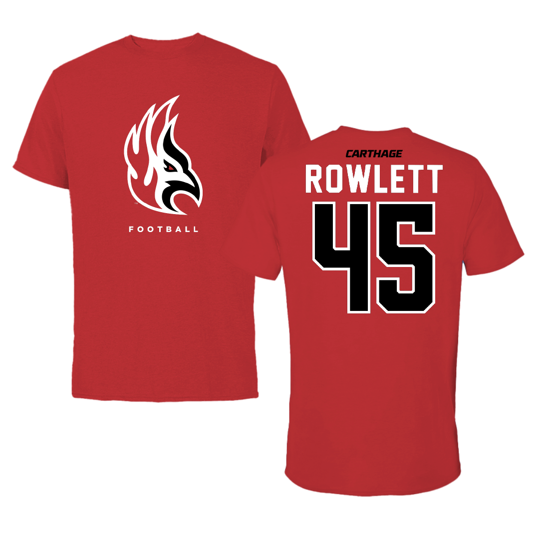 Carthage College Football Red Performance Tee - #45 Jeremy Rowlett