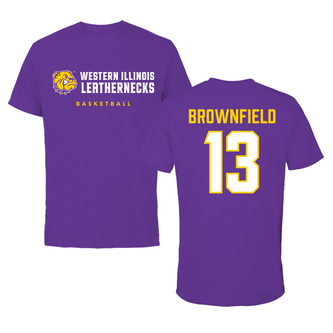 Western Illinois University Basketball Purple Performance Tee - #13 Addison Brownfield