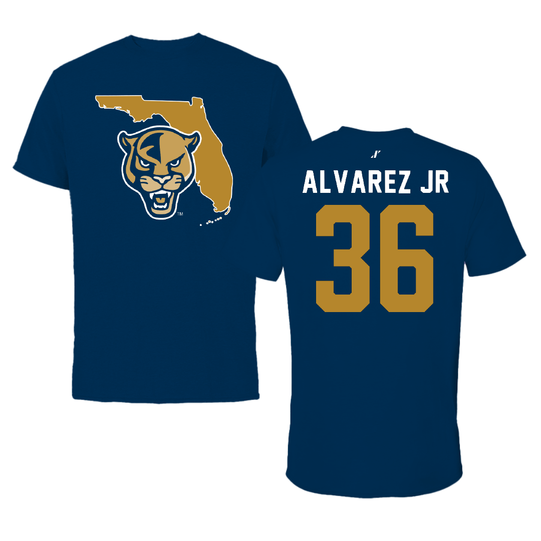 Florida International University Baseball Navy State Performance Tee - #36 Enrique Alvarez Jr