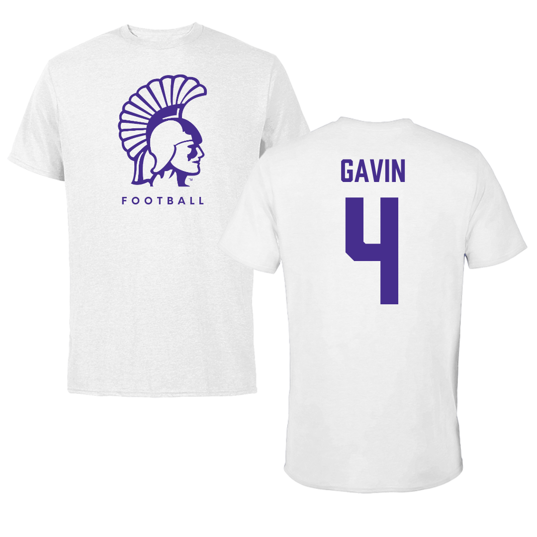 Winona State University Football White Performance Tee - #4 Ty Gavin
