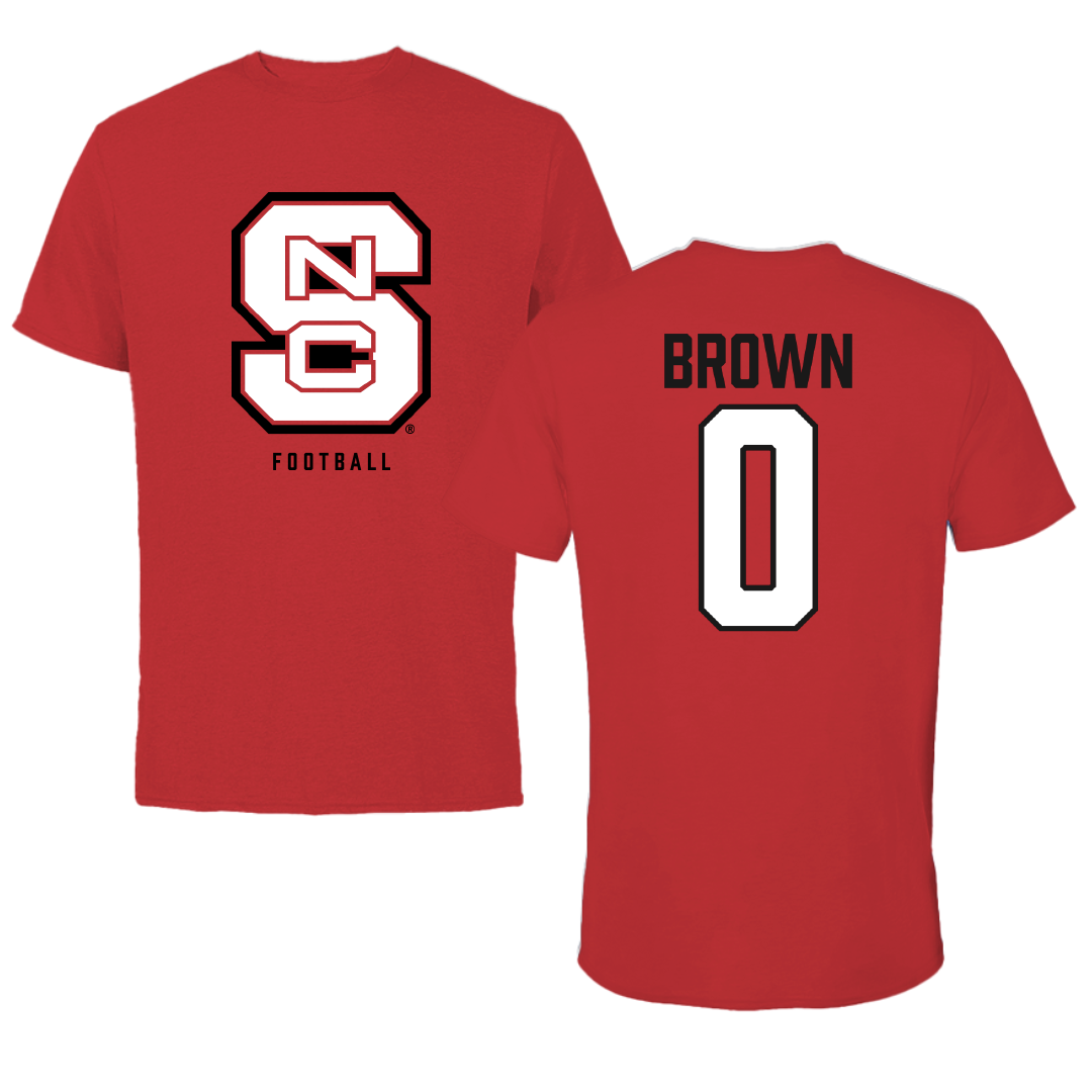 North Carolina State University Football Red Performance Tee - #0 Sean Brown