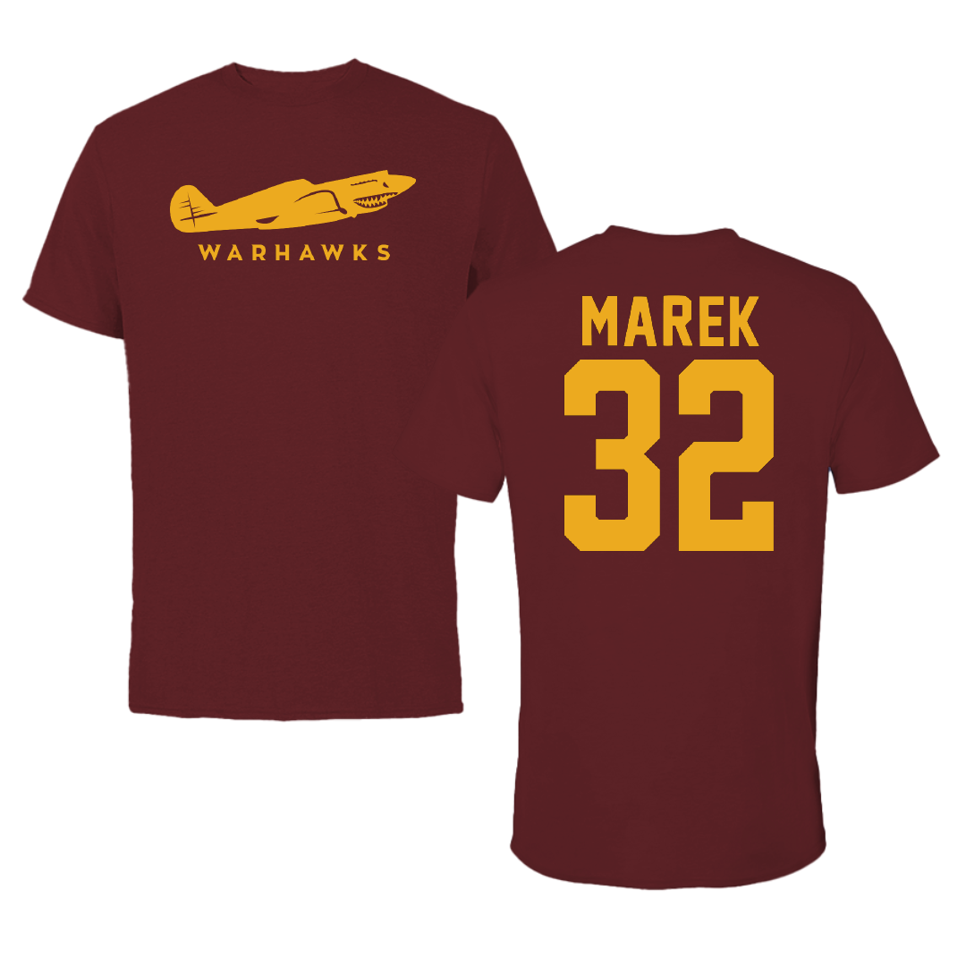 University of Louisiana Monroe Baseball Maroon Performance Tee - #32 Jack Marek