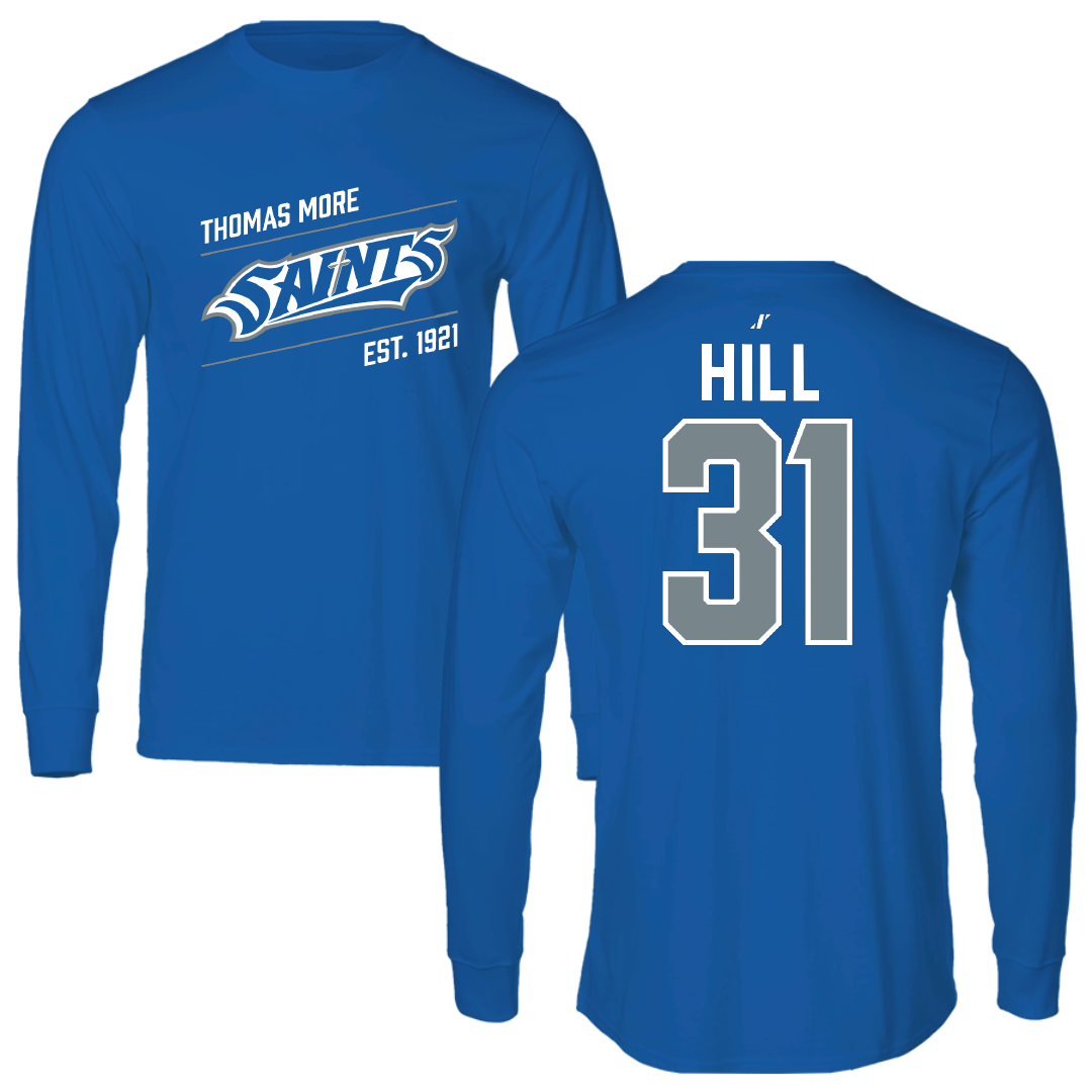 Thomas More University Football Blue General Long Sleeve - #31 Elijah Hill