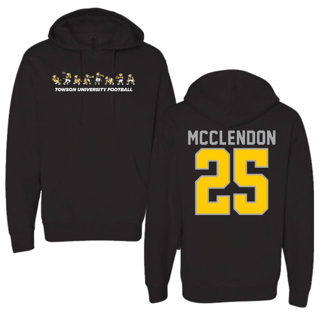 Towson University Football Black Cartoon Doc Team Hoodie - #25 Cedric McClendon